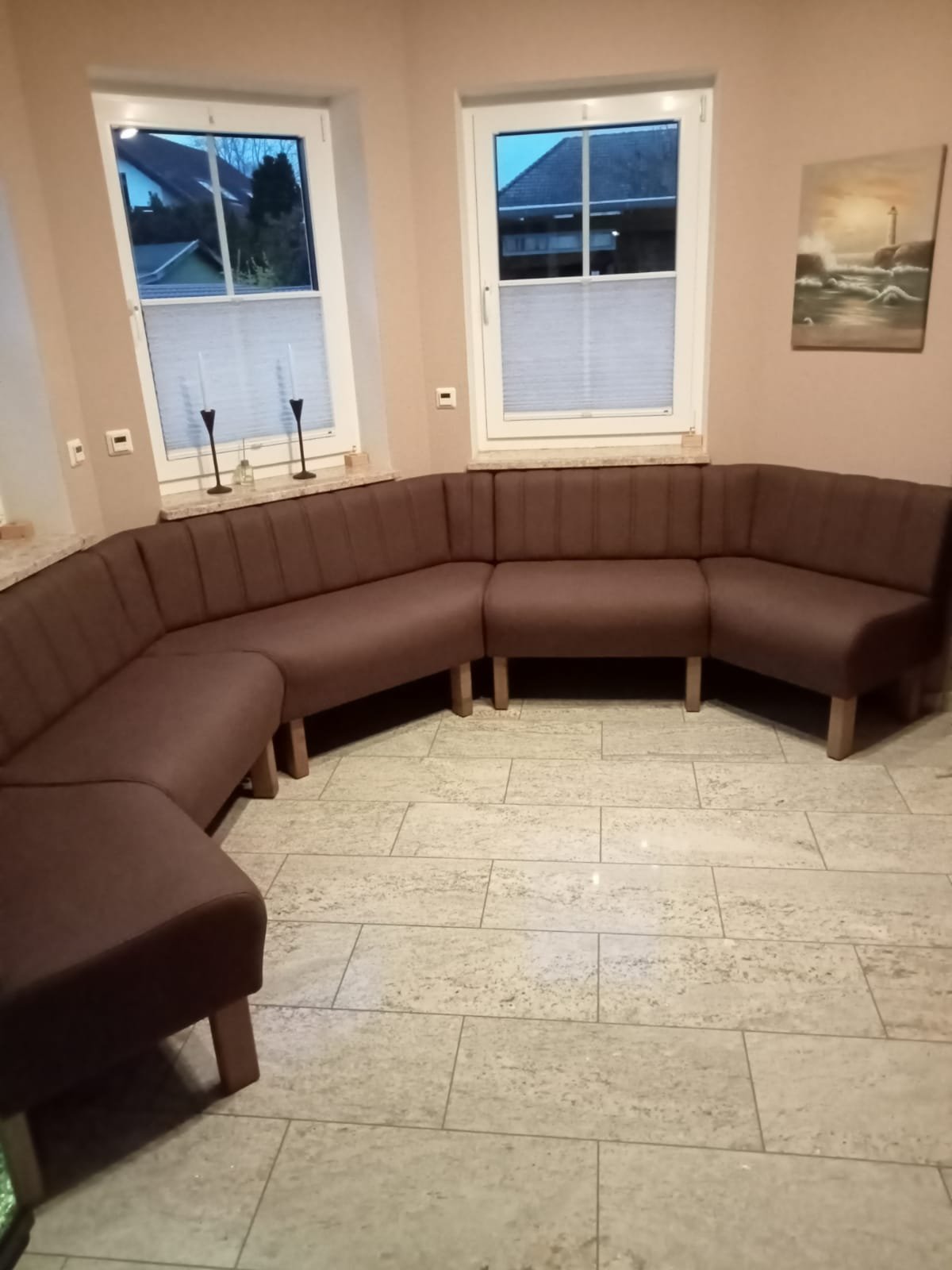 Pentagon-shaped seating bench-2